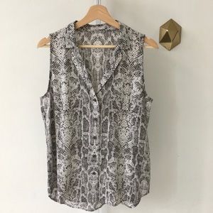 Equipment Femme Silk Sleeveless Snakeskin Shirt S